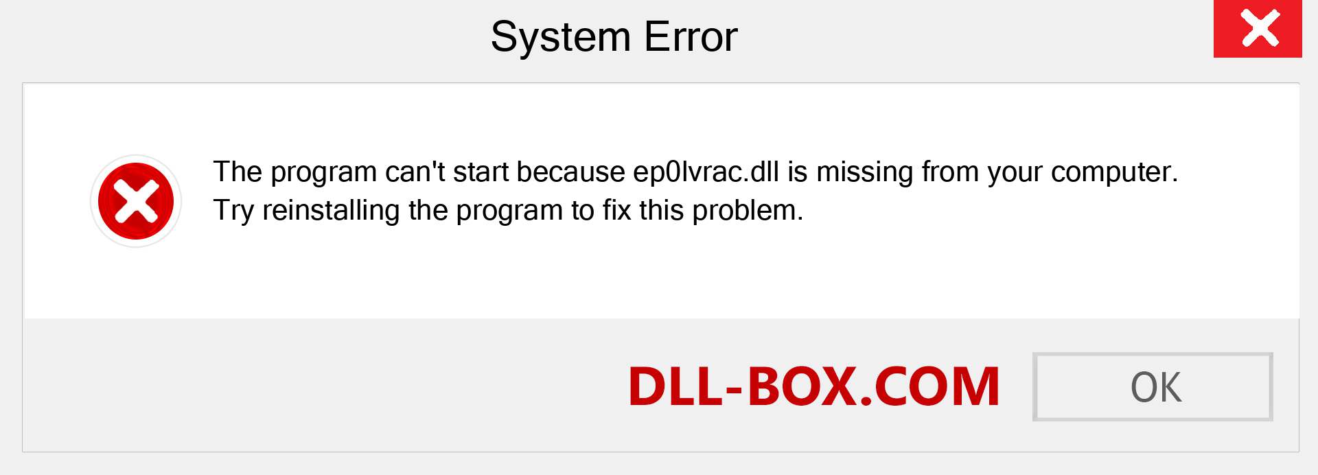  ep0lvrac.dll file is missing?. Download for Windows 7, 8, 10 - Fix  ep0lvrac dll Missing Error on Windows, photos, images